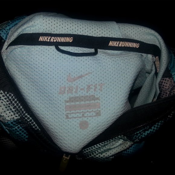 Nike Jacket Windrbreaker  Running Dri Fit Hooded Women's Small Black Blue - Picture 10 of 12